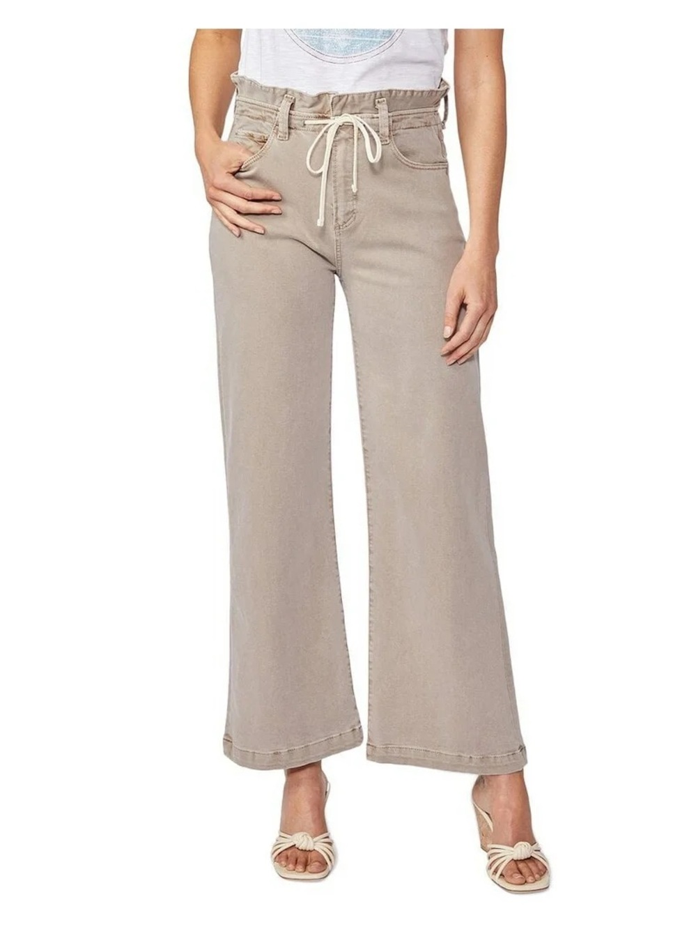 Paige Carly Wide Leg Drawstring Waist Jeans